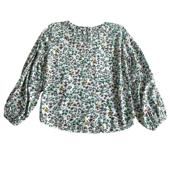 Ann Taylor LOFT Womens long sleeve White Floral Blouse Balloon Sleeves Sz S - Picture 7 of 7